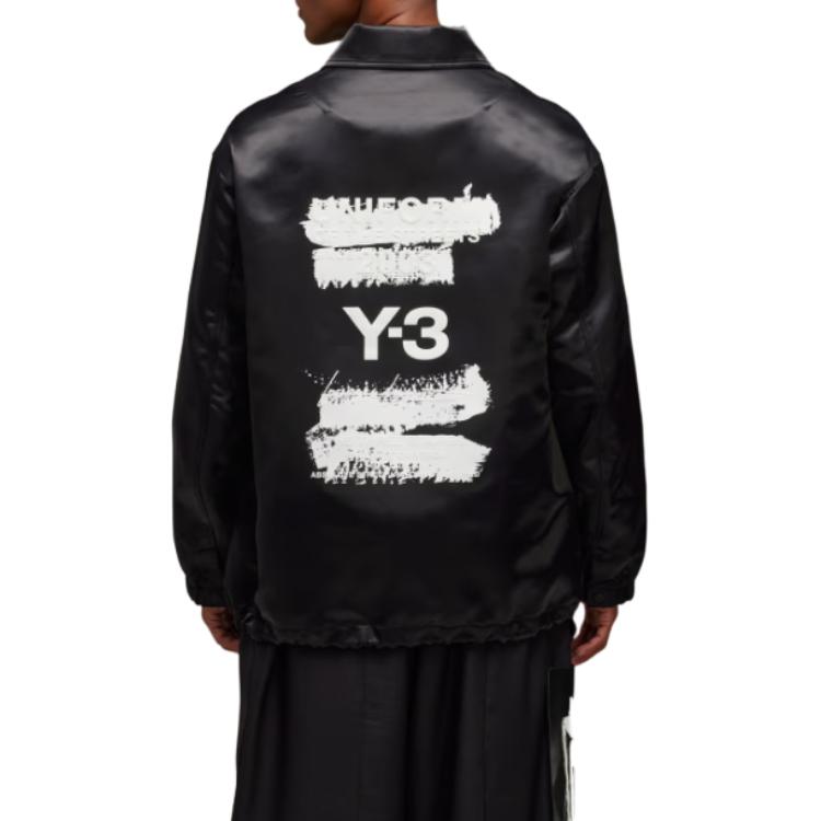 Purchase Y-3 Logo Printed Coach Jacket Black Unisex Long Sleeve Relaxed Fit JN4883
