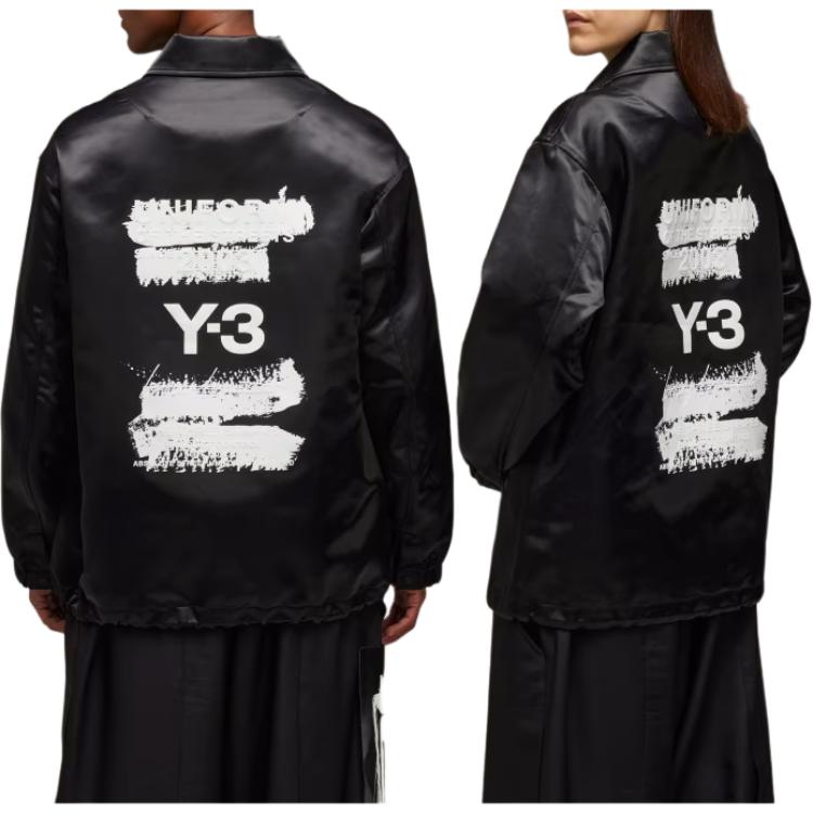 Details for Y-3 Logo Printed Coach Jacket Black Unisex Long Sleeve Relaxed Fit JN4883
