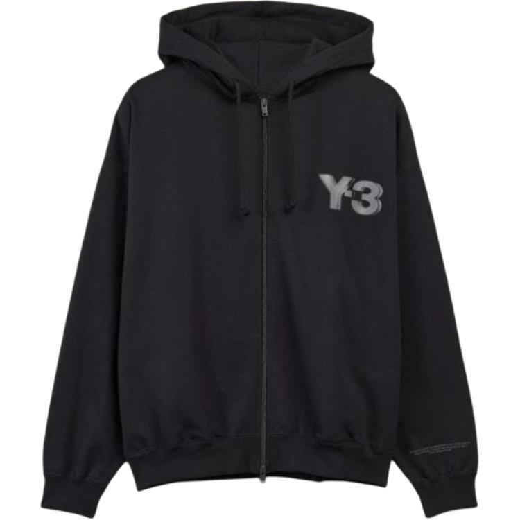 Buy Y-3 黑色拉链连帽衫 男女同款休闲连帽夹克毛衣. JE9278
