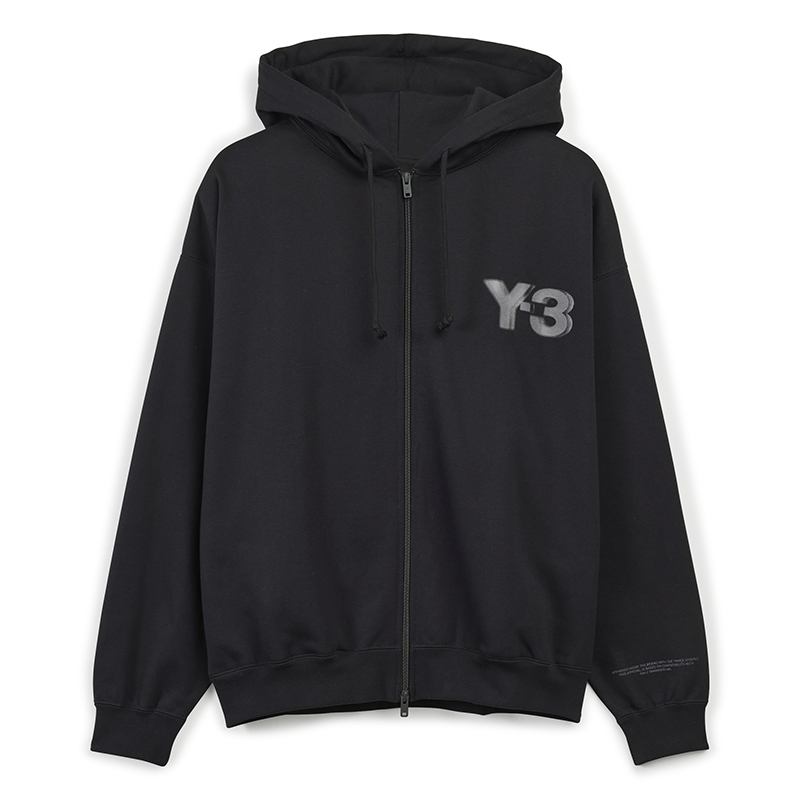 Y-3 Logo Zipper Hoodie Unisex Black 51-JE9278