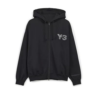 Y-3 Logo Zipper Hoodie Unisex Black 51-JE9278