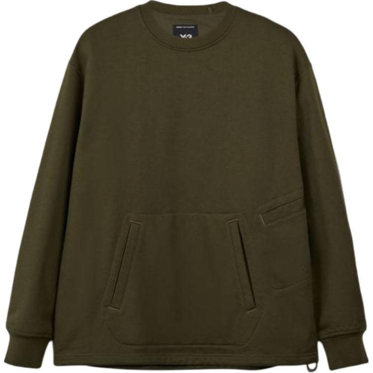 Y-3 Loose Crew Green Unisex Sweatshirt - Minimalist Long Sleeve Pullover IW0077