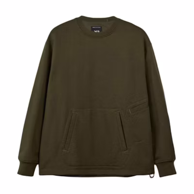 Y-3 Loose Crew Green Unisex Sweatshirt - Minimalist Long Sleeve Pullover IW0077