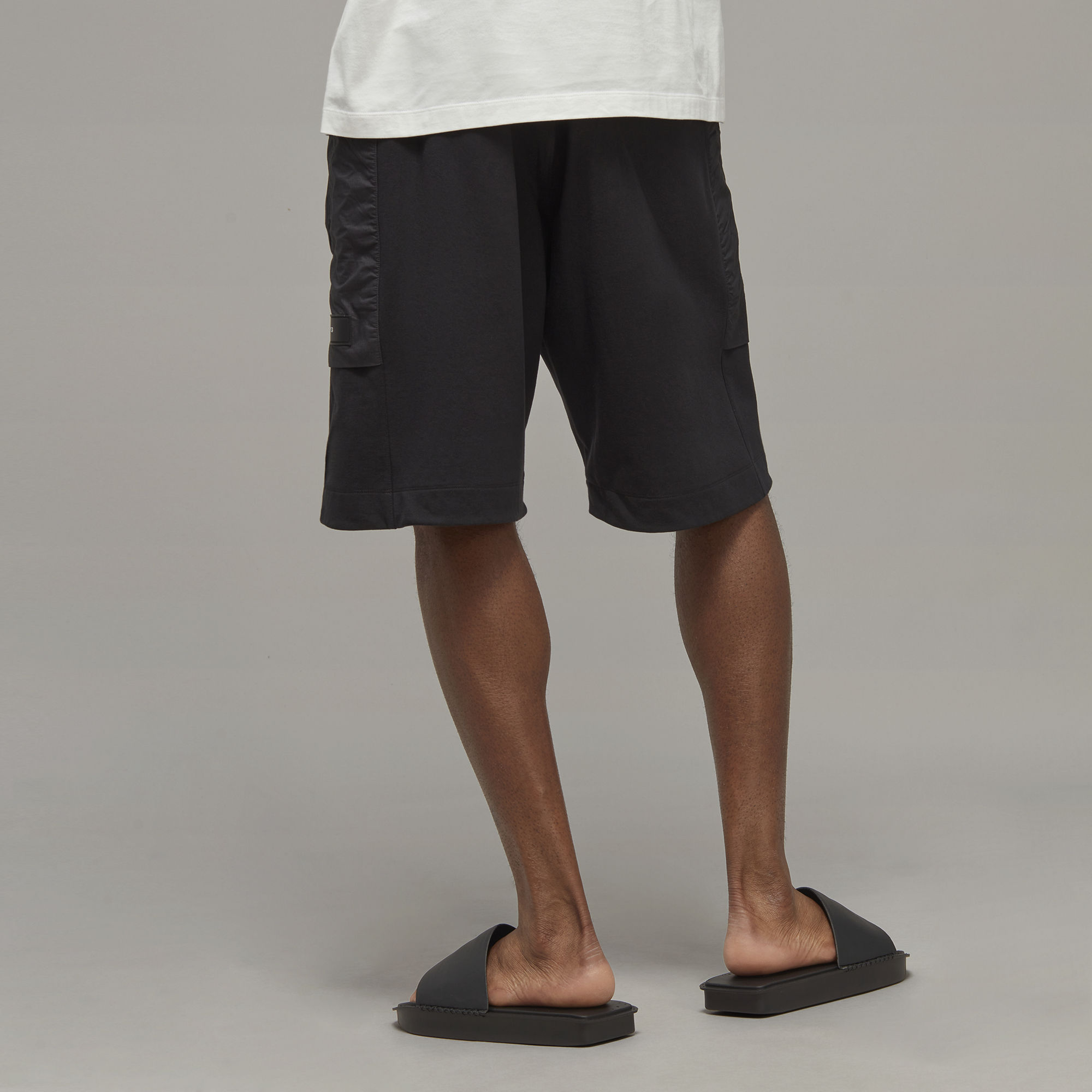 Shop Y-3 Loose Fit Black Shorts with Logo Print H63031