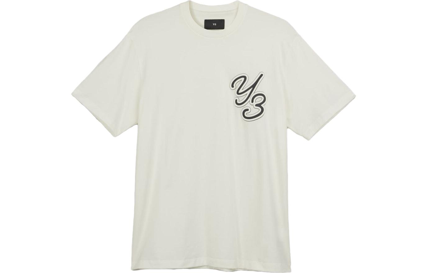 Y-3 Loose Fit Crew Neck Graphic Print T-Shirt Unisex Grey White. IT7522