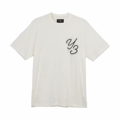 Y-3 Loose Fit Crew Neck Graphic Print T-Shirt Unisex Grey White. IT7522