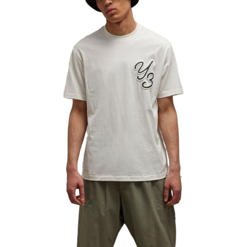 Lookbook Y-3 寬鬆版型圓領圖案印花男女T恤 灰白色 IT7522