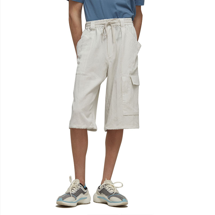 Shop Y-3 Loose Fit Solid Gray Casual Shorts HZ8859