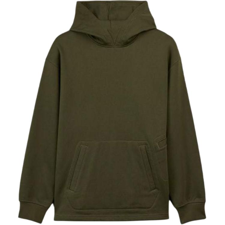 Y-3 Loose Hoodie - Unisex Pullover in Solid Olive Green IW0076