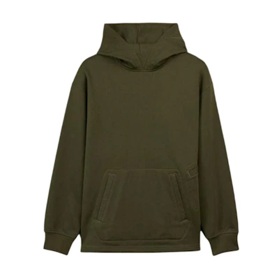 Y-3 Loose Hoodie - Unisex Pullover in Solid Olive Green IW0076