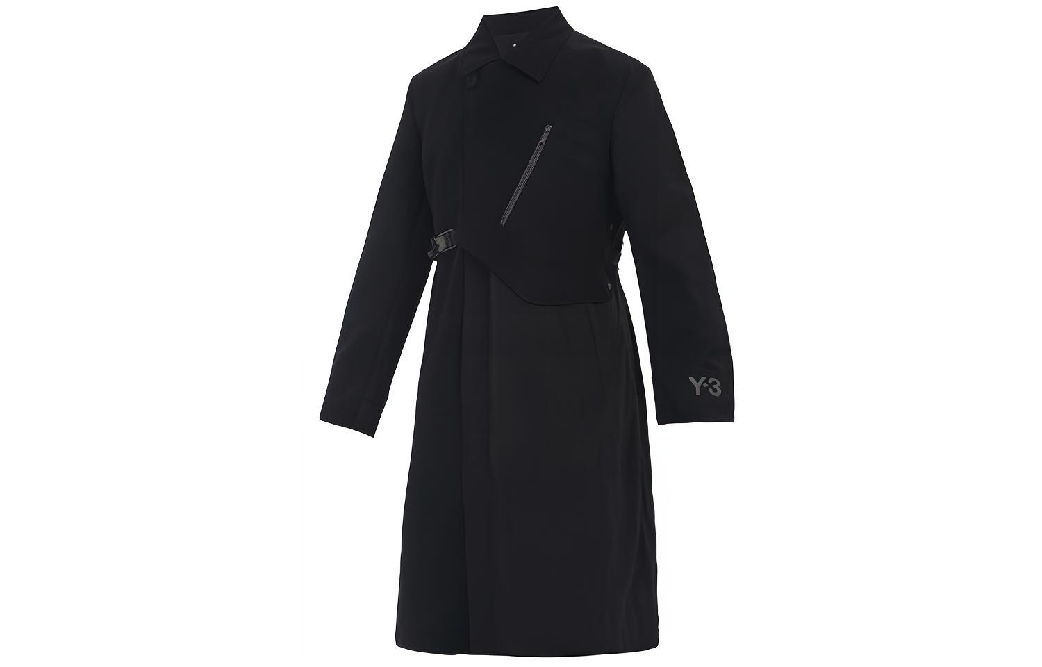 Y-3 Mid-Length Wool Coat Black Casual Style GK4383
