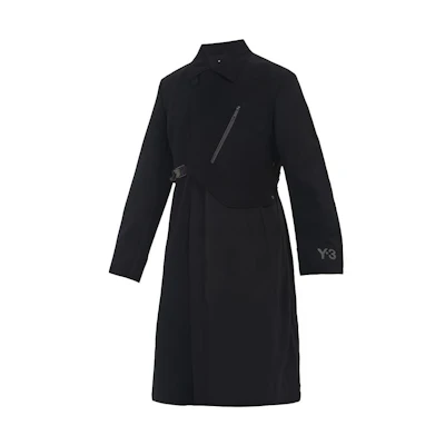 Y-3 Mid-Length Wool Coat Black Casual Style GK4383