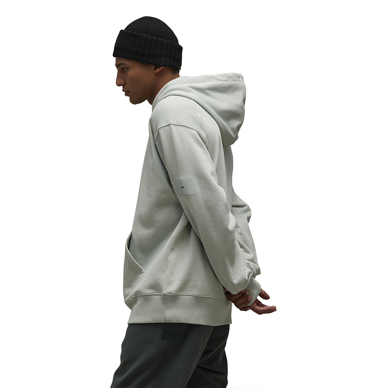 Details for Y-3 極簡風連帽長袖衛衣 寬鬆版型 中性 淺灰色 IP7699