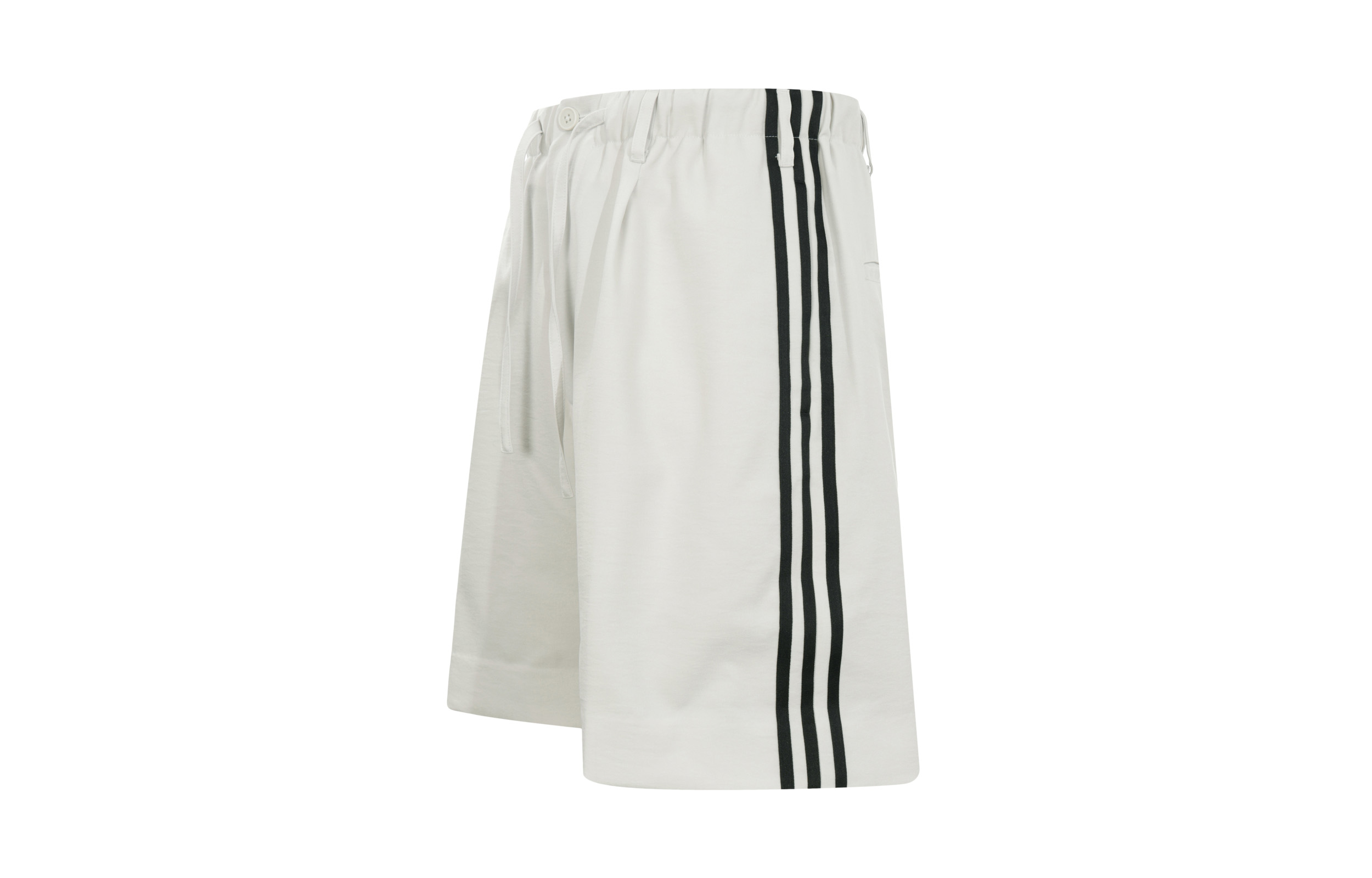 Lookbook Y-3 Minimalist Mid-Waist 3-Stripes Logo Shorts Unisex Light Grey IA1665