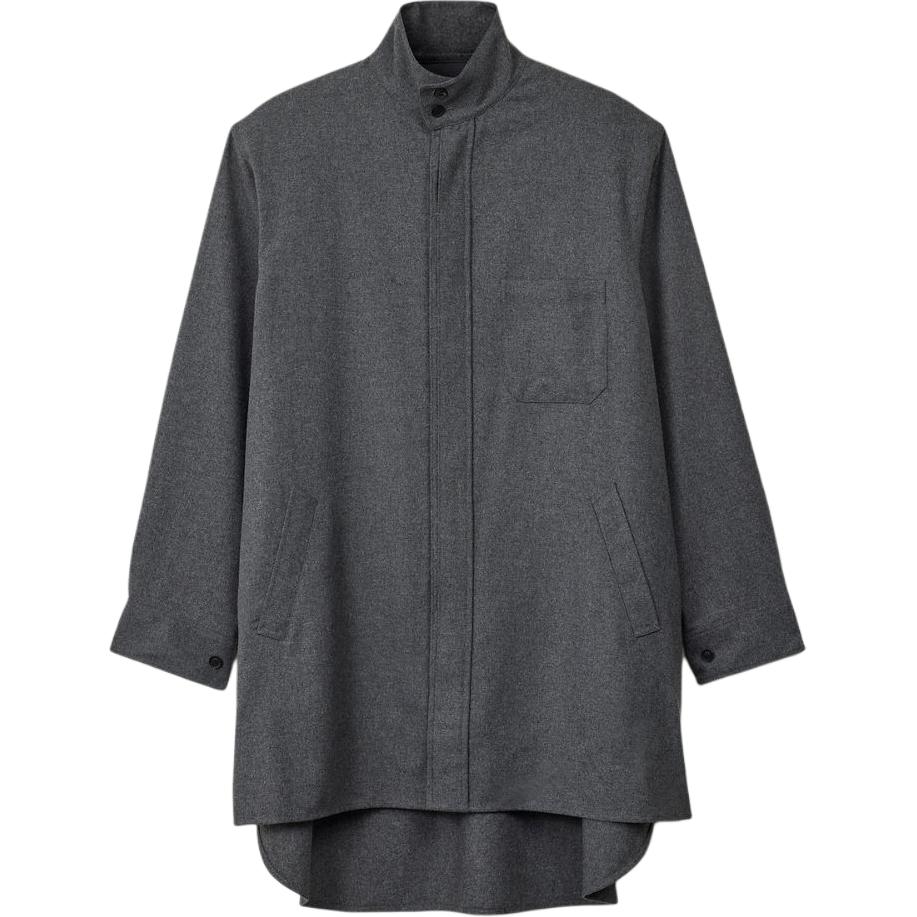 Y-3 Monochrome Stand Collar Mid-Length Jacket Unisex Grey JE3430