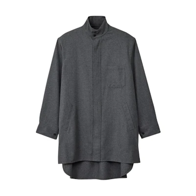 Y-3 Monochrome Stand Collar Mid-Length Jacket Unisex Grey JE3430
