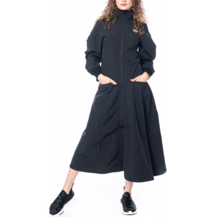 Shop Y-3 Navy Blue Embroidered Zip-Up Long Sleeve Mid-Length Dress IL2066