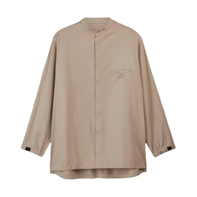 Y-3 Nylon Twill Overshirt Beige Half-Turtleneck Loose Jacket. IV8022