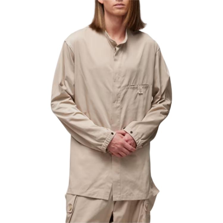 Shop Sobrecamisa Beige de Nylon Twill Y-3 Cuello Semi-Alto Chaqueta Suelta. IV8022