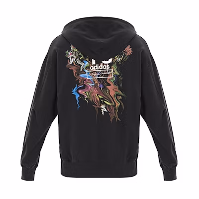 Y-3 Oversized Black Hoodie with Back Logo Print FJ0436