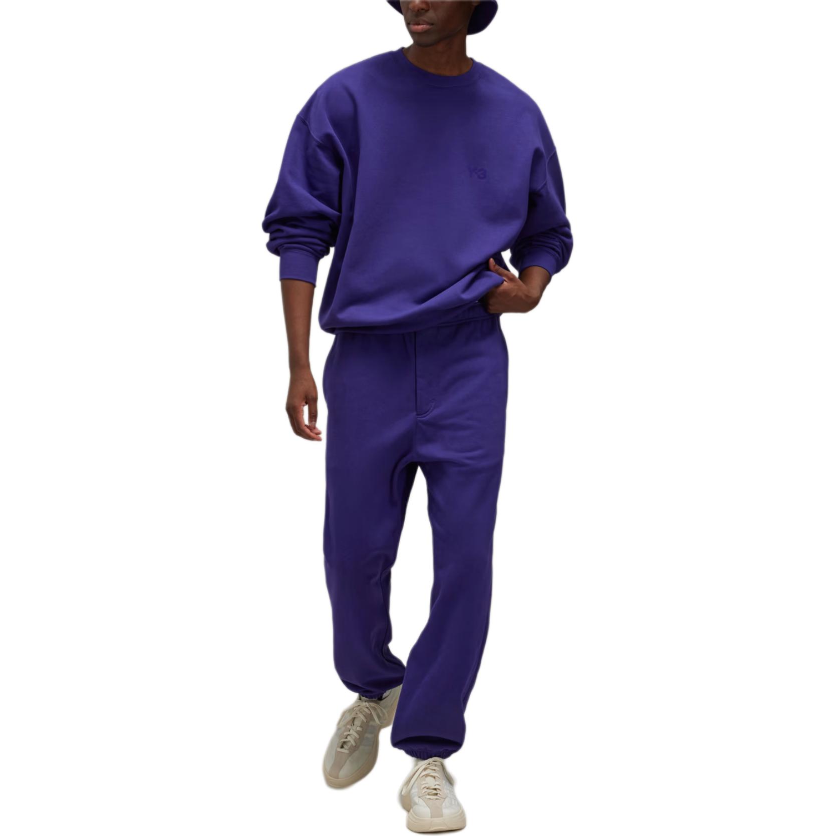 Shop Y-3 寬鬆圓領長袖男女款運動衫 學院紫色款式。 JD9801