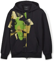 Y-3 Oversized Hoodie Jacket Black with Brushstroke Graffiti Print IP5580 Y-3 Oversized Hoodie Jacket Black with Brushstroke Graffiti Print IP5580