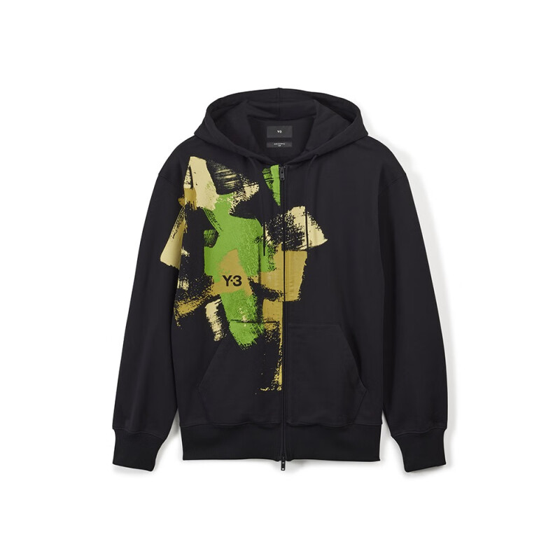 Order Y-3 Hoodie Oversized Hitam dengan Motif Graffiti Brushstroke IP5580