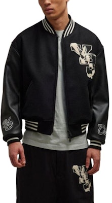 Y-3 Patchwork Full-Zip Ribbed Collar Letterman Jacket Unisex Black. IQ2133 Lookbook Y-3 Patchwork Full-Zip Ribbed Collar Letterman Jacket Unisex Black. IQ2133