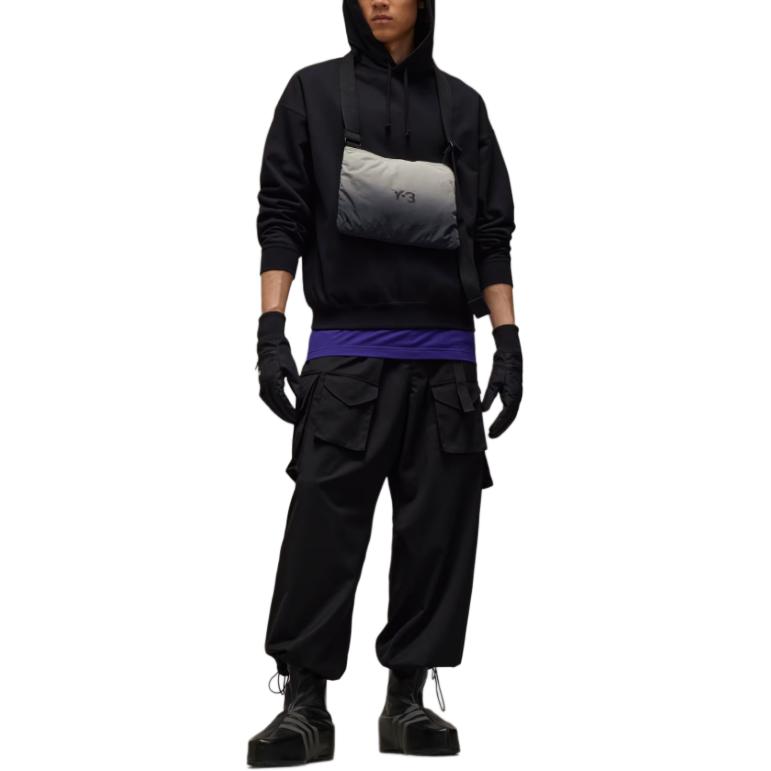 Shop Y-3 Plain Drawstring Long Sleeve Hoodie  Black. IW0078