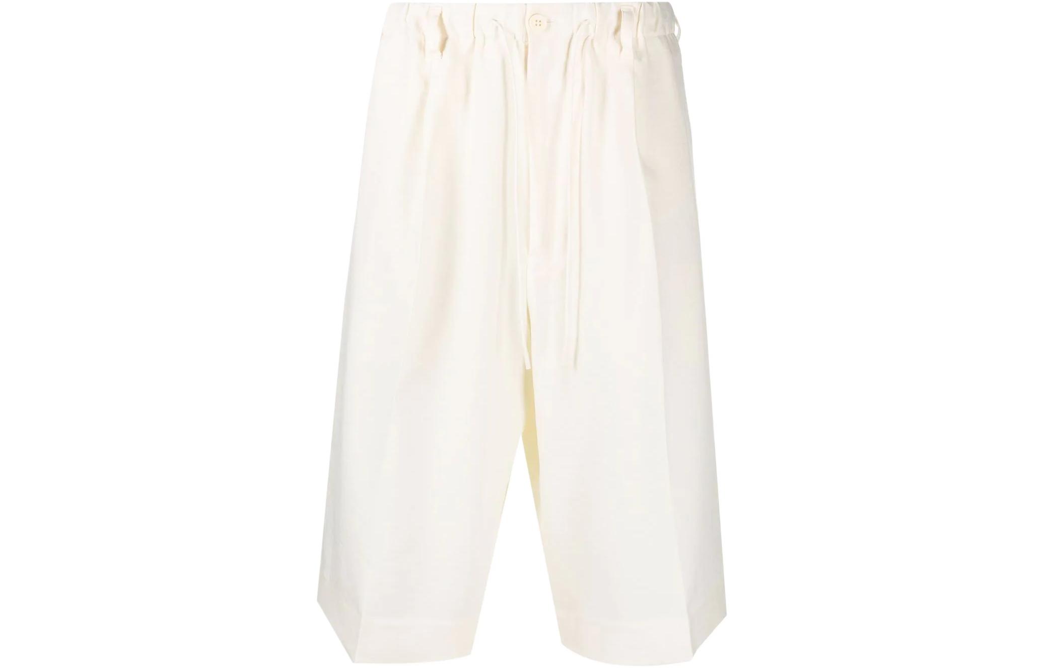 Y-3 Pleated Drawstring Bermuda Shorts Off-White HG6084