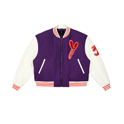 Y-3 Purple and White Colorblock Embroidered Zip Baseball Jacket Unisex. IA3106