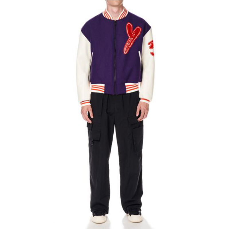 Y-3 Purple and White Colorblock Embroidered Zip Baseball Jacket Unisex. IA3106 圖 4