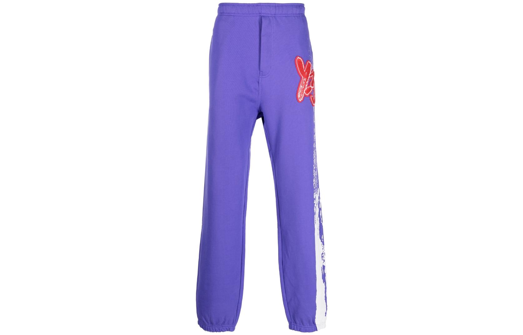 Order Y-3 Seluar Jogger Lelaki Logo Ungu Mid-Waist. IA3100