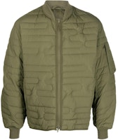 Y-3 Quilted Olive Green Bomber Jacket Long Sleeve with Zip Closure. HT4478 Y-3 Quilted Olive Green Bomber Jacket Long Sleeve with Zip Closure. HT4478