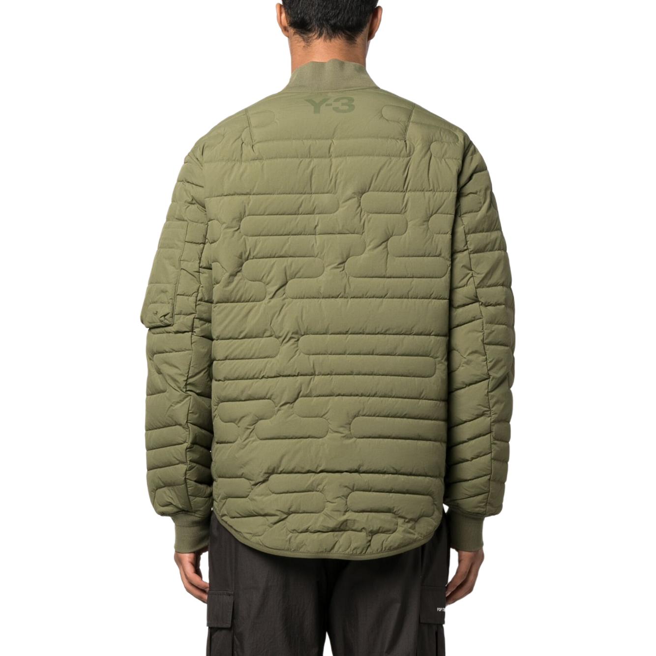 Shop Chaqueta Bomber Verde Oliva Acolchada Y-3 de Manga Larga con Cierre. HT4478