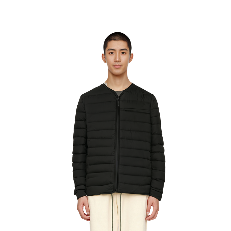 Sizing Y-3 Quilted Zipper Jacket with Logo Chest Pocket for Men in Black GK4580