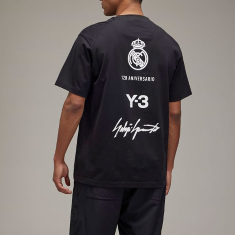Details for Y-3 레알 마드리드 로고 프린트 블랙 반팔 티셔츠 스포츠웨어 HM6687