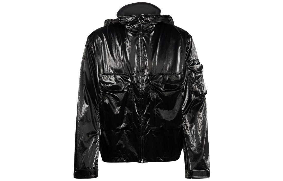Y-3 Shiny Black Hooded Jacket Black H45397