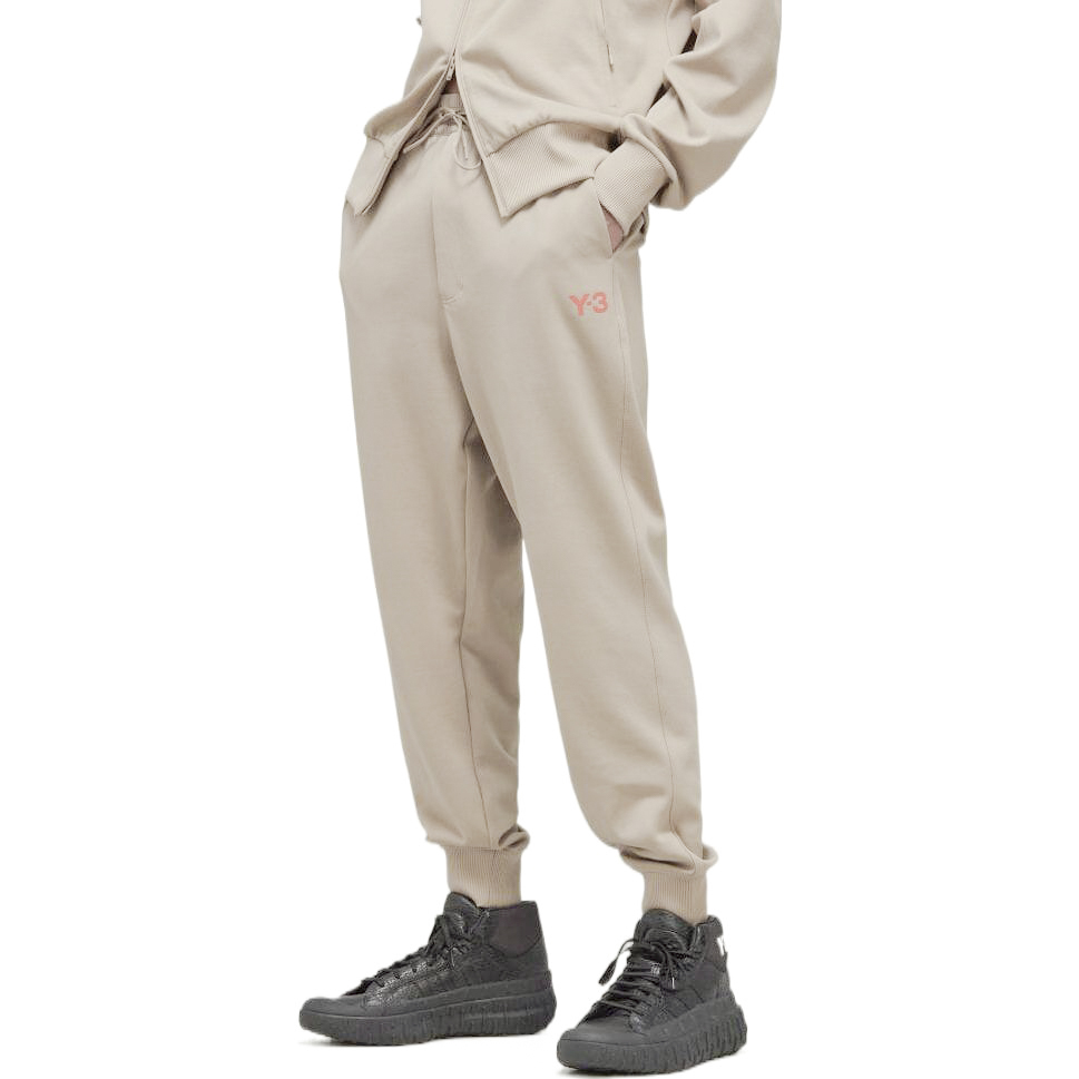 Shop Y-3 修身刺繡標誌卡其色休閒長褲 HT4488