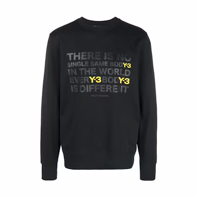 Y-3 Slogan Print Crewneck Pullover Long Sleeve Sweatshirt Black DP0562
