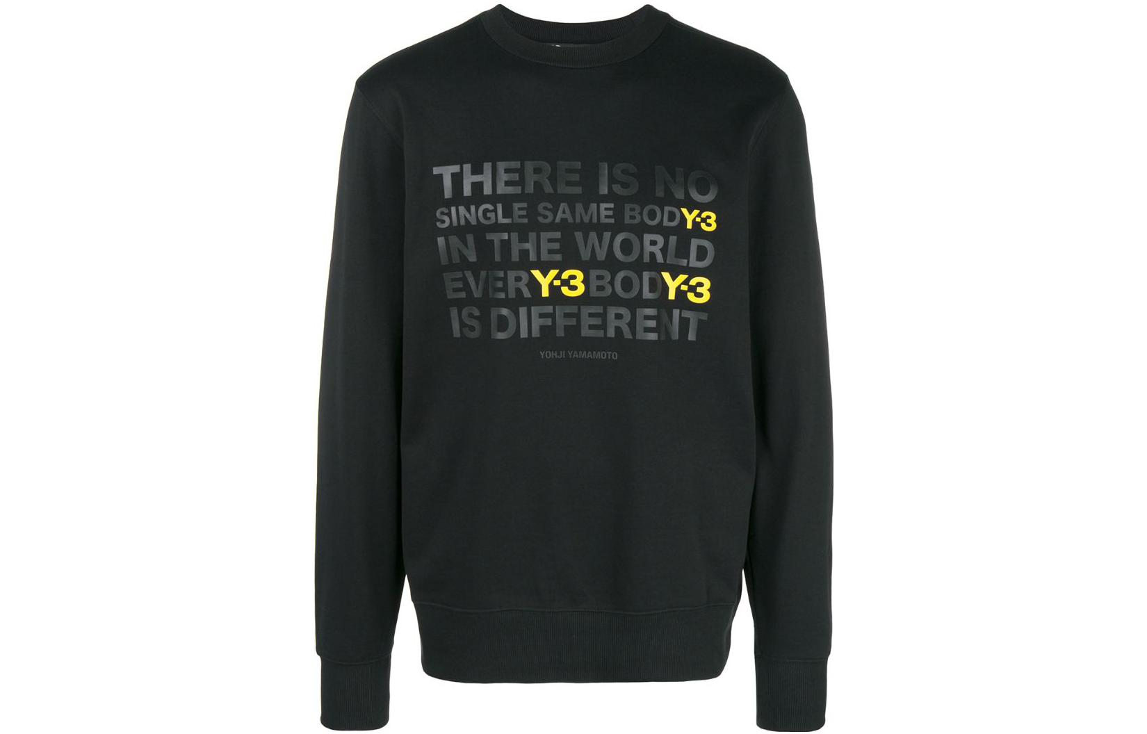Order Y-3 Crewneck Slogan Print Sweatshirt Lengan Panjang Hitam DP0562