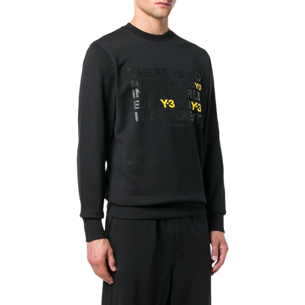 Lookbook Y-3 Crewneck Slogan Print Sweatshirt Lengan Panjang Hitam DP0562