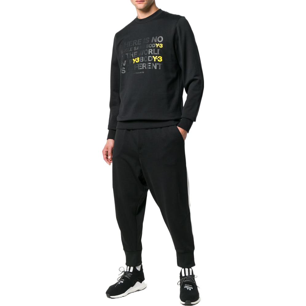 Purchase Y-3 Crewneck Slogan Print Sweatshirt Lengan Panjang Hitam DP0562