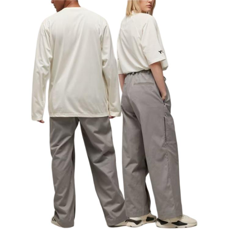 Shop Y-3 Celana Kasual Unisex Abu-Abu dengan Kancing Snap. IV7733