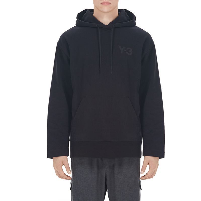 Shop Y-3 Hoodie Hitam Solid dengan Logo Patch FN3379-58W