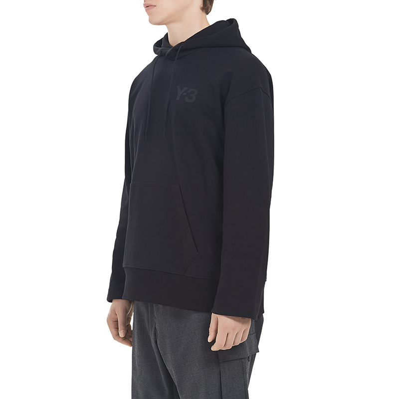 Details for Y-3 Hoodie Hitam Solid dengan Logo Patch FN3379-58W