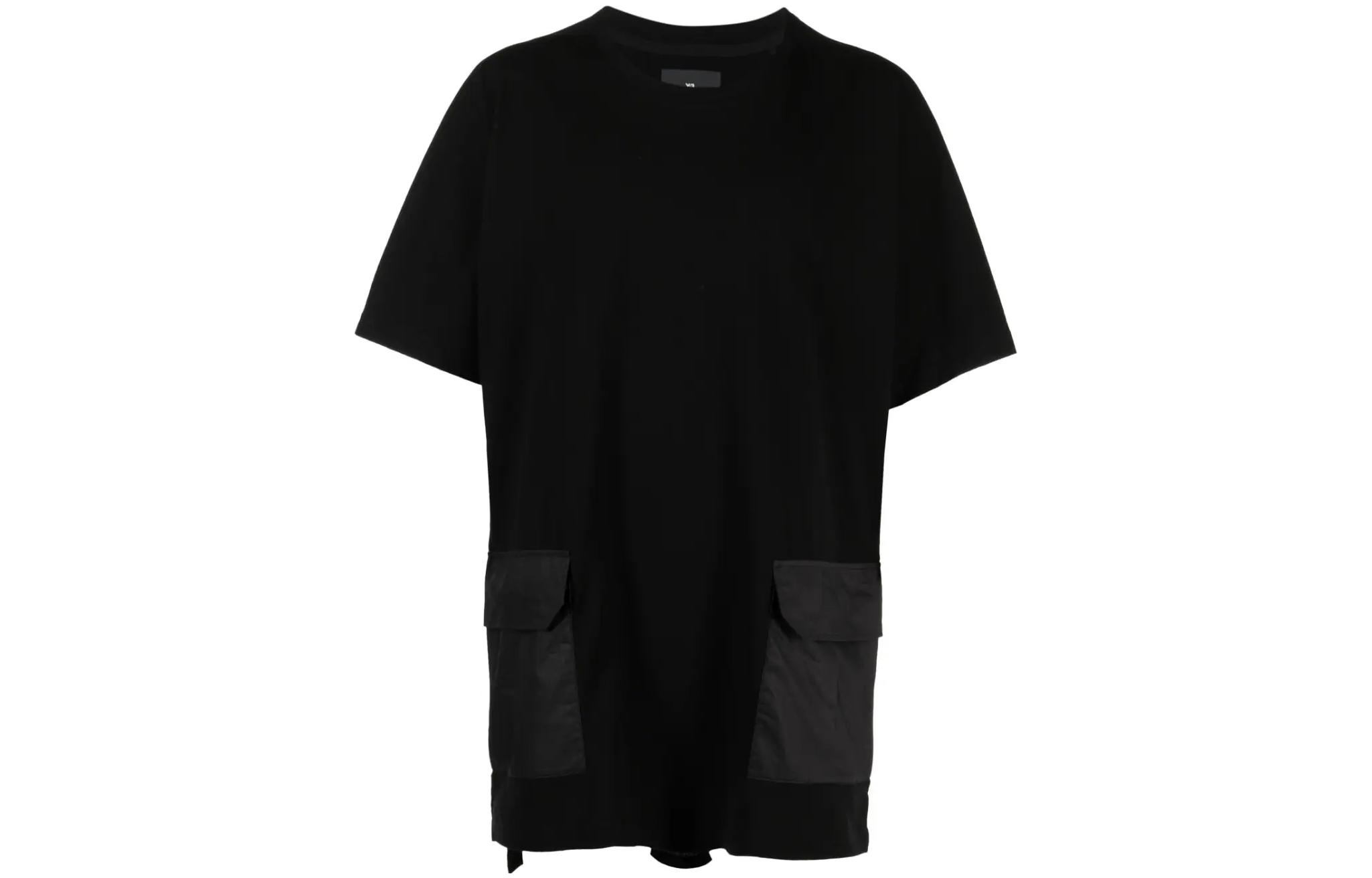 Y-3 Solid Color Logo Patch Casual T-Shirt  Black H63071