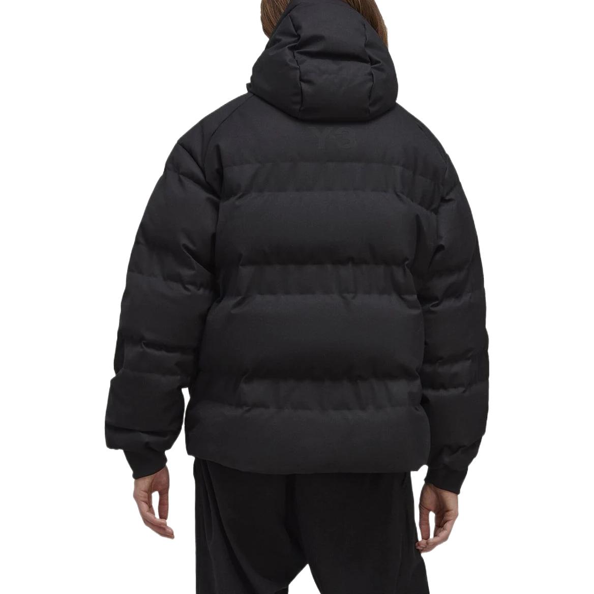 Shop Y-3 Solid Color Puffer Hoodie Jacket Unisex Black. HN4330