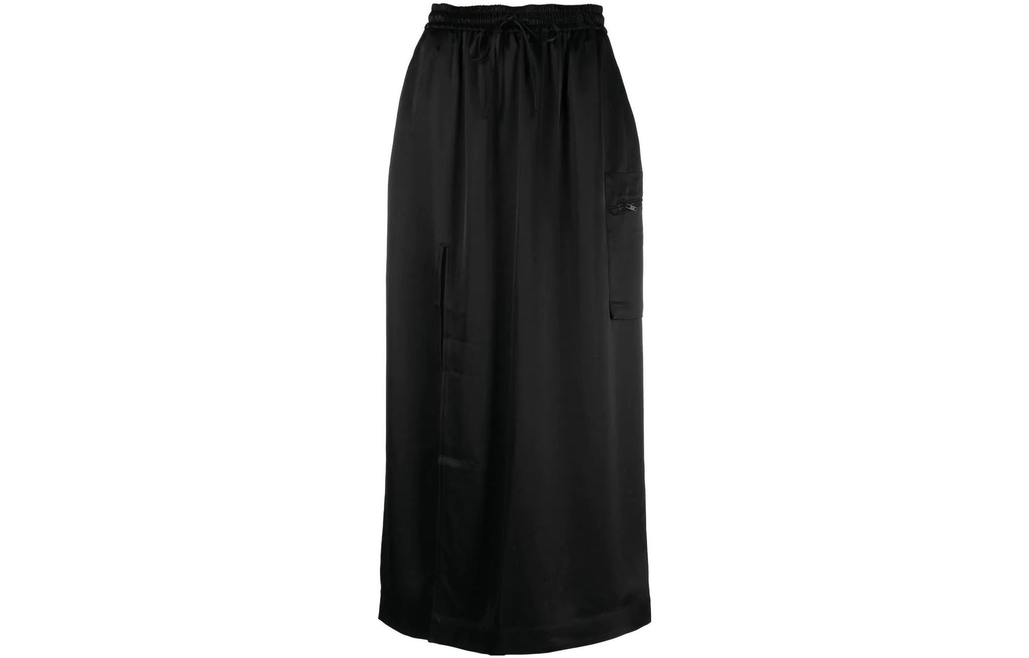 Y-3 Solid Color Side Slit Elastic Waist French Skirt Black H63035