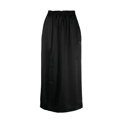 Y-3 Solid Color Side Slit Elastic Waist French Skirt Black H63035